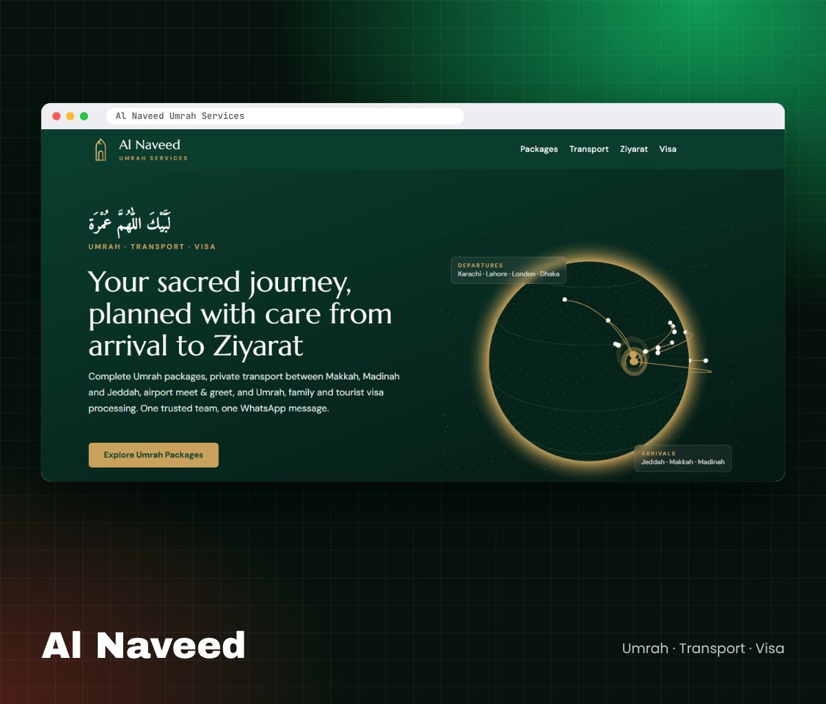 Al Naveed Umrah Services website homepage