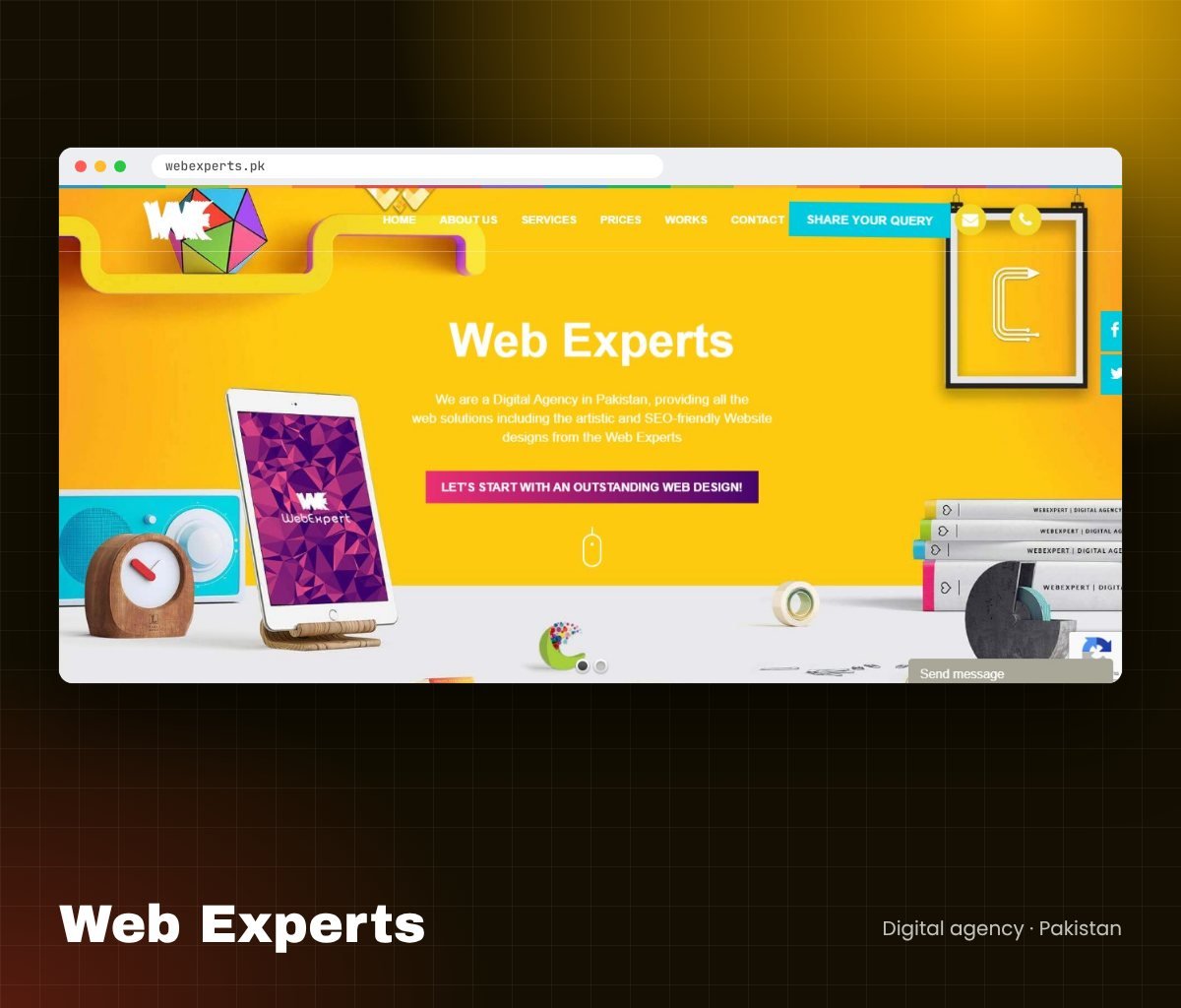 Web Experts digital agency website homepage, Pakistan